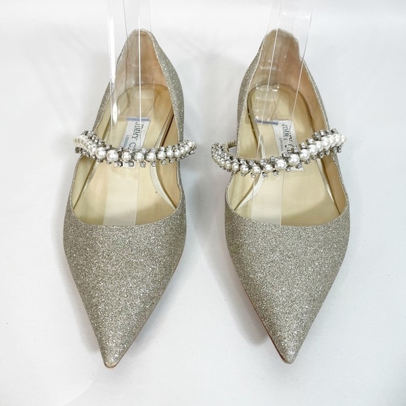 Jimmy Choo Baily Embellished Crystal Pearl Flats - Picture 3 of 8